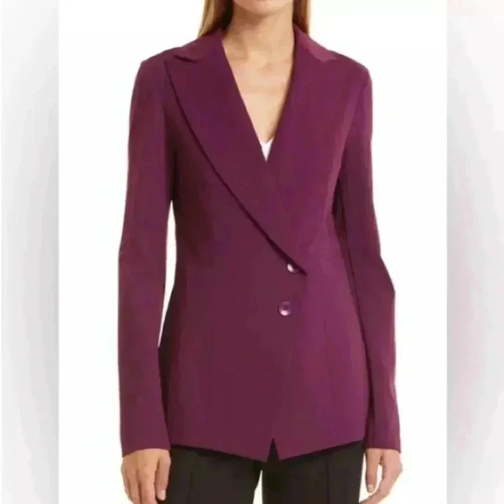 NWT $365 Capsule 121 The Wang Peak Lapel Blazer in Plum Burgundy Small